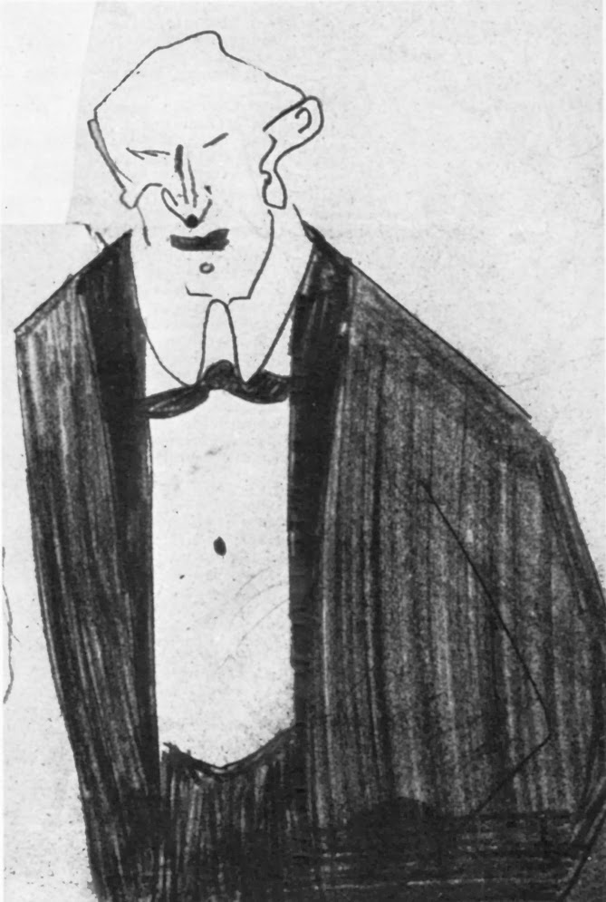 Crtez Franca Kafke iz Dnevnika iz 1921.godine-Zlovoljan covek u crnom odelu