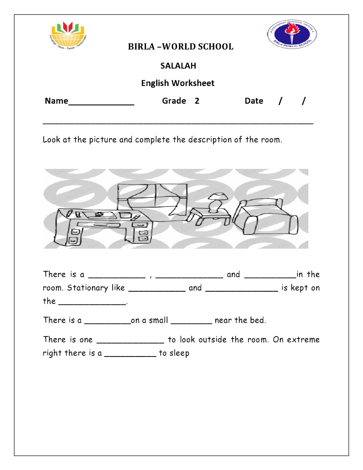 Birla World School Oman: Homework for Grade 2B on 14/1/16