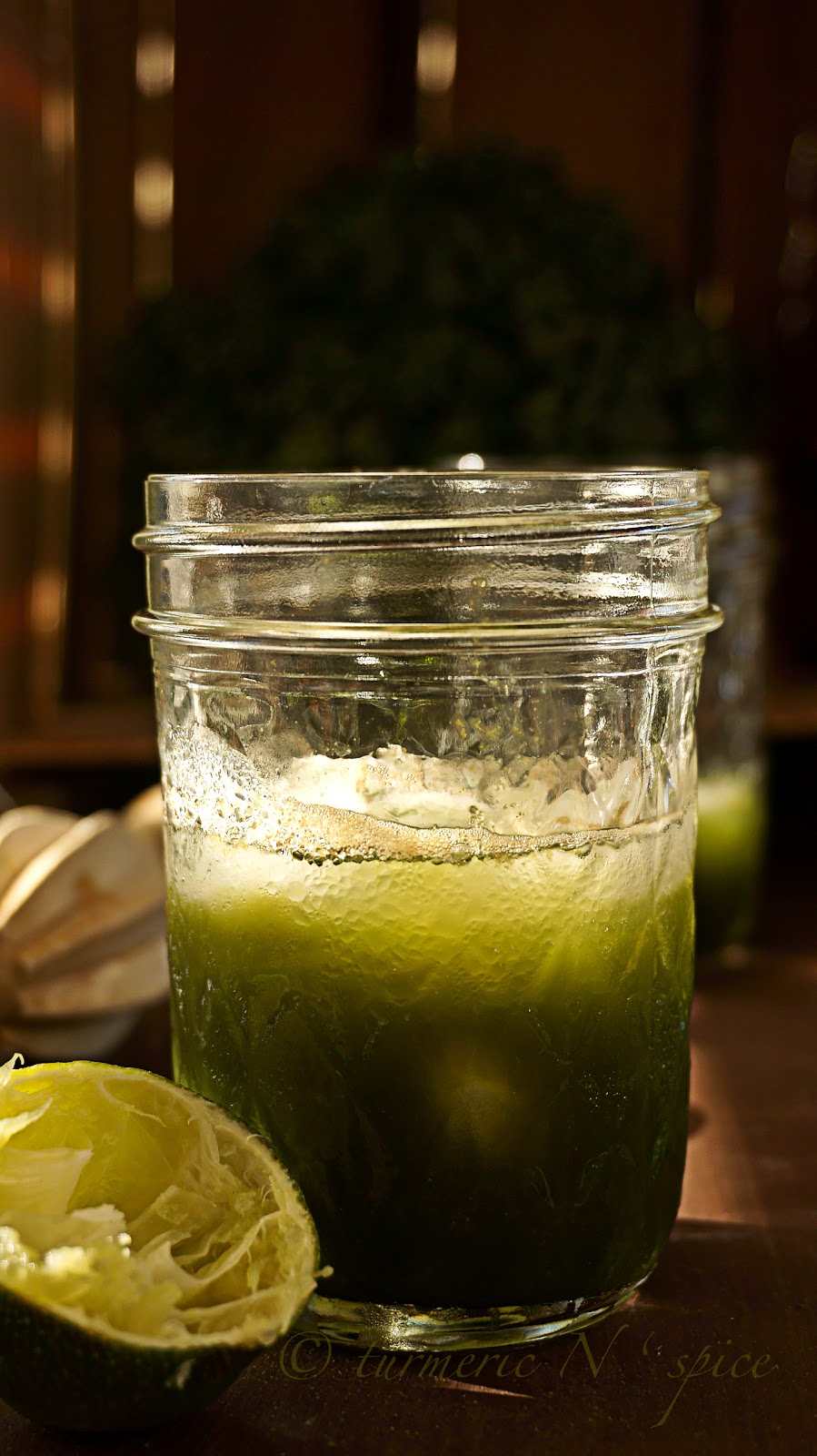 Turmeric n spice Kale and fruit juice blend