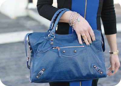 Blue Like My New Balenciaga Bag Fashion And Cookies Details Of My Balenciaga City In Cobalt Blue With Mini Giant Rose Gold Hardware Nail Polish Opi Suzi Says Feng Shui Ring Bvlgari Bzero