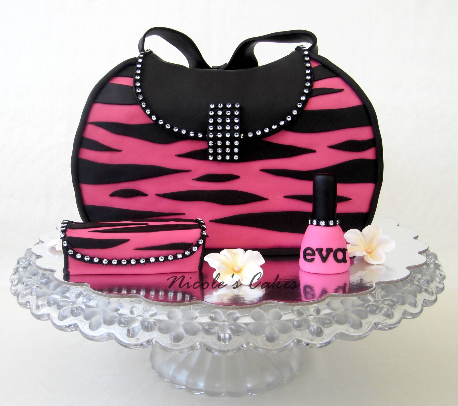 Confections, Cakes & Creations!: Glamour-Girl Pink Zebra Purse Cake!