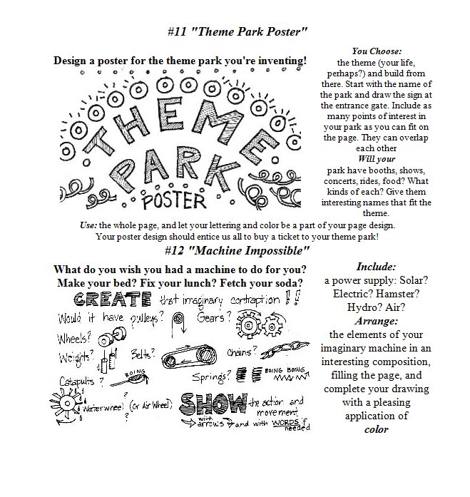 Drawing prompts list picture