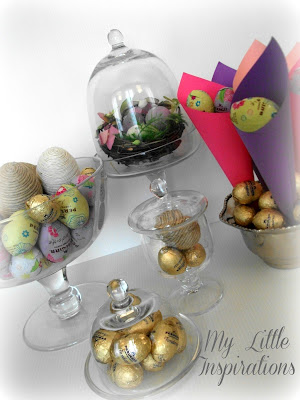 Chocolate eggs cloches and nest