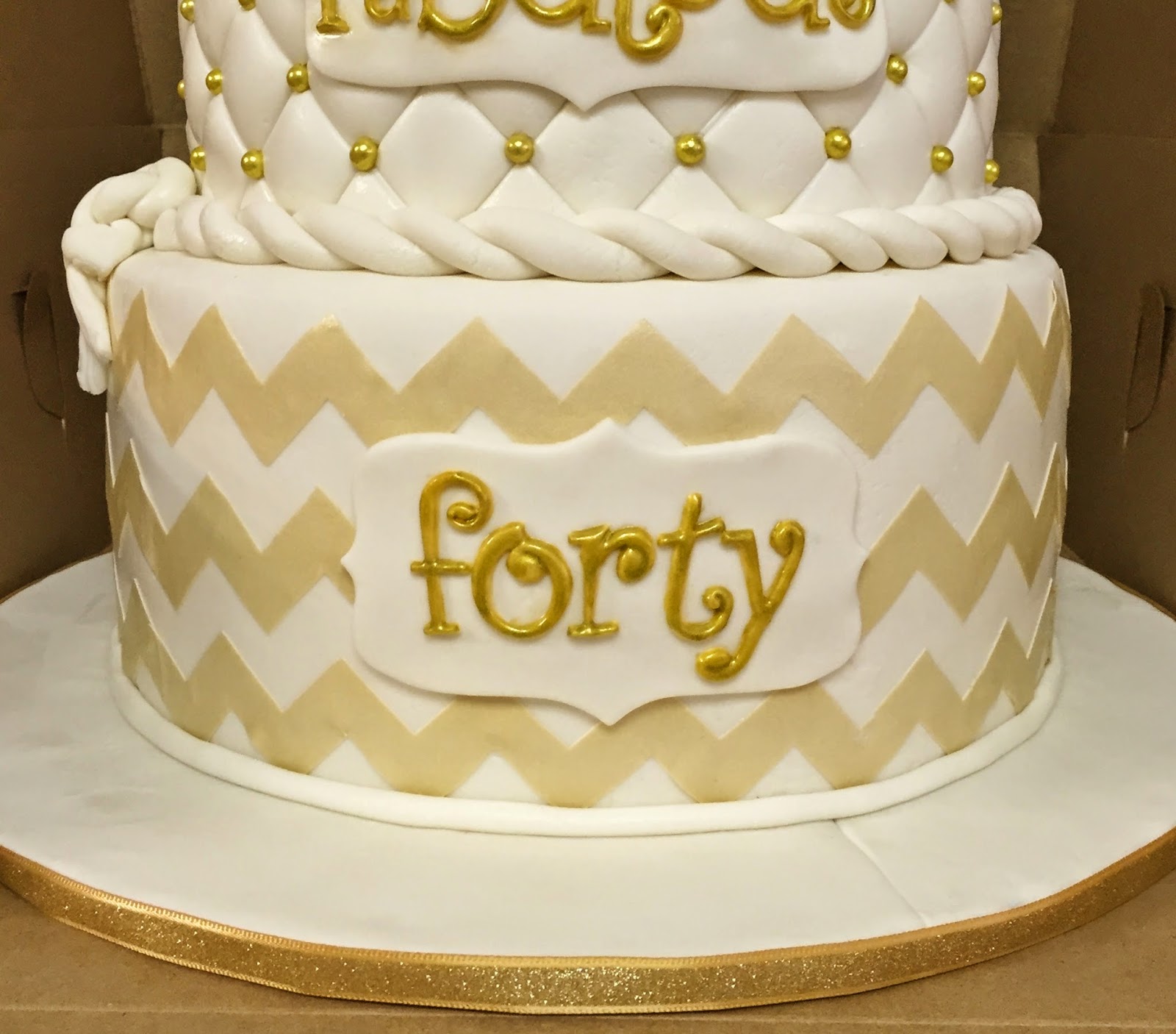 Cakes by Mindy: Gold and White 40th Birthday Cake 6