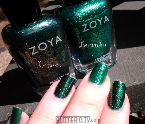 Glittericity: Green Zoya Comparison: Logan vs Ivanka