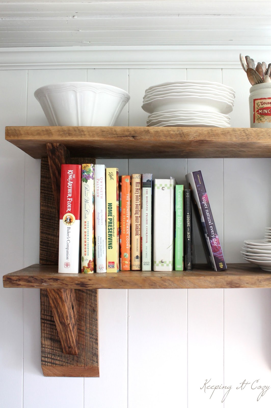 Keeping It Cozy Reclaimed Wood Kitchen Shelves