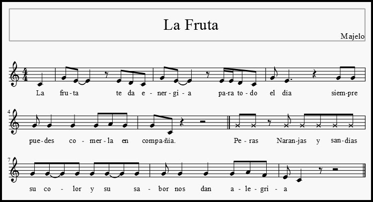 Percepción y Expresión Musical: 1ª Canción: "LA FRUTA"