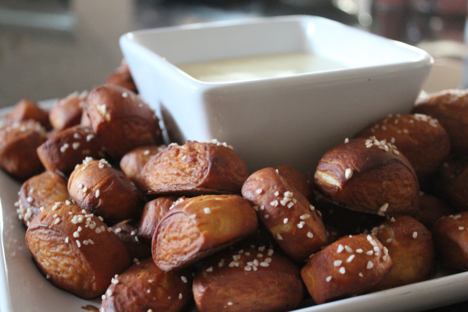Delicious Dishings Soft Pretzel Bites With CheddarMustard Dipping Sauce