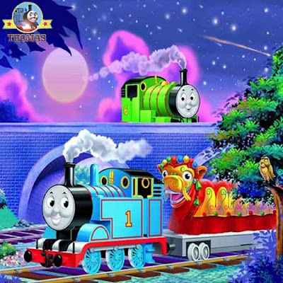 16 piece jigsaw Thomas and friends games online puzzle train Percy and the dragon picture for kids