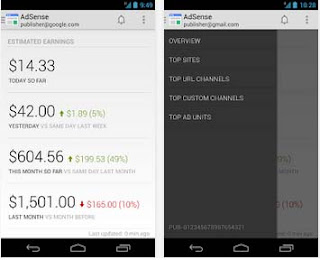 Official Adsense App Screenshot Android app to know adsense earning on the go