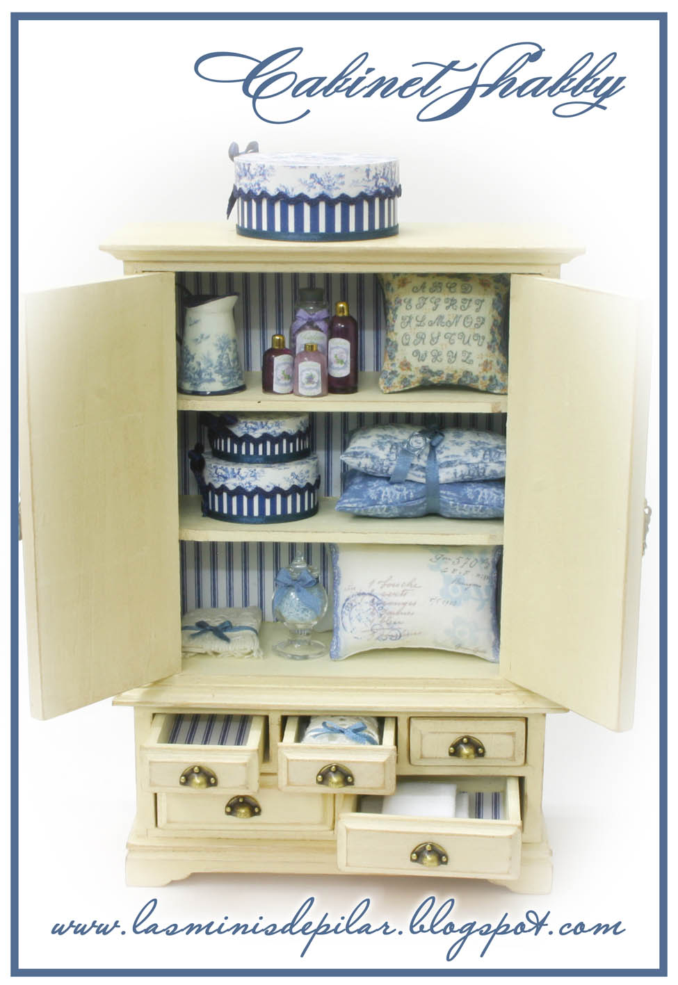 Pilar Alen Miniaturas: Dormitorio Toile Shabby Chic
