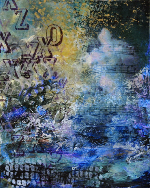 Sog Cloud by Sandra Duran Wilson mixed media painting with iridescent colors