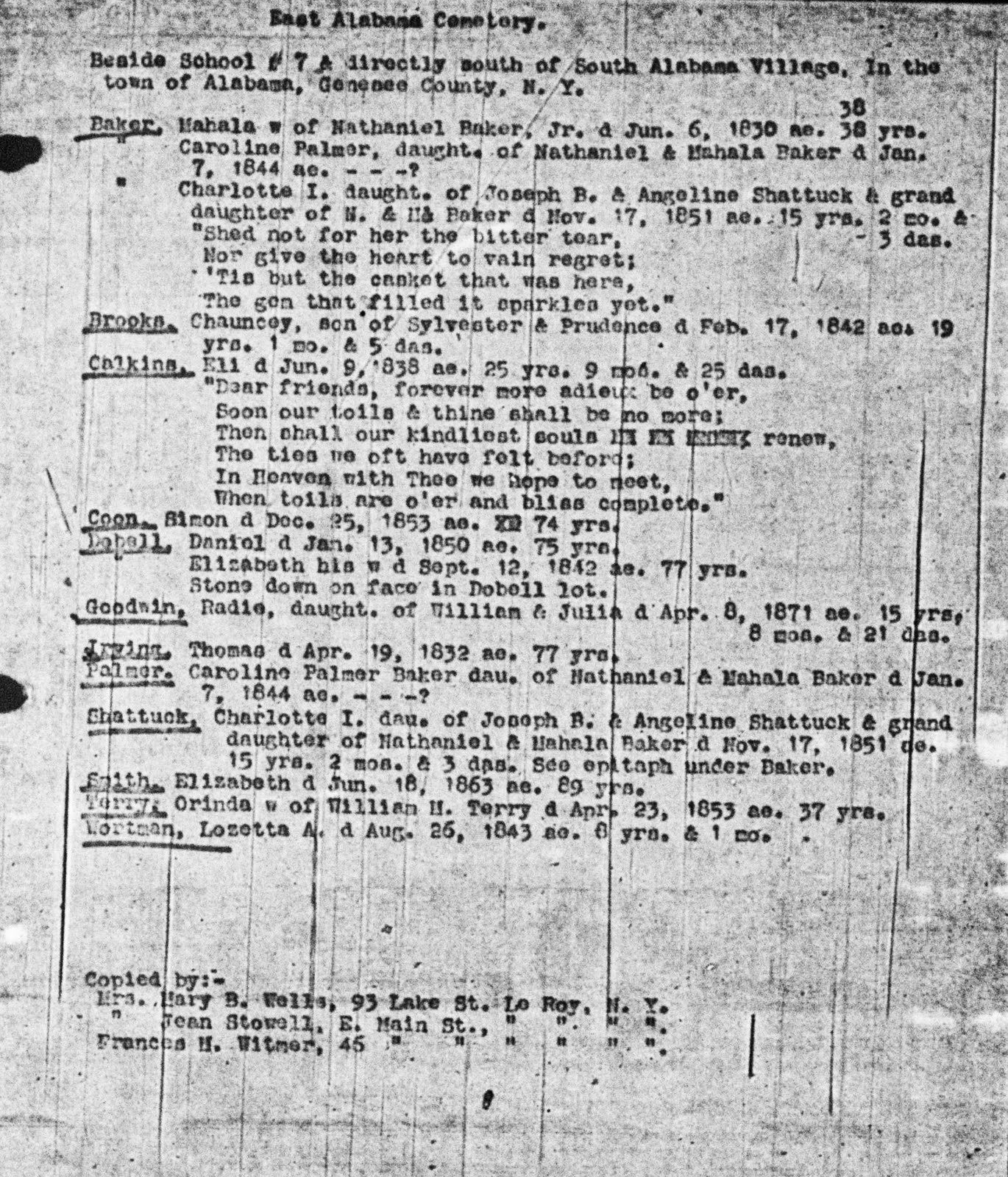 Urthman's Genealogy Blog East Alabama Cemetery, Genesee County, New York