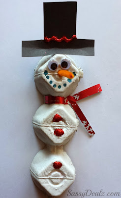 egg carton snowman craft for kids