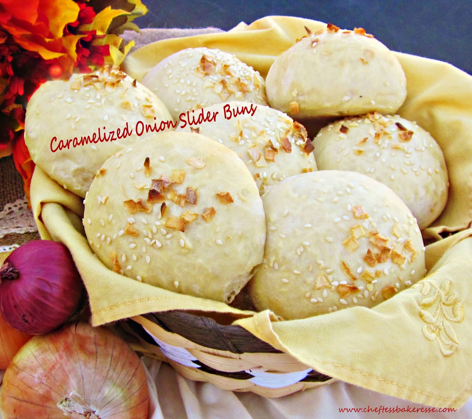 Chef Tess Bakeresse Easy Bread Machine Caramelized Onion Slider Buns