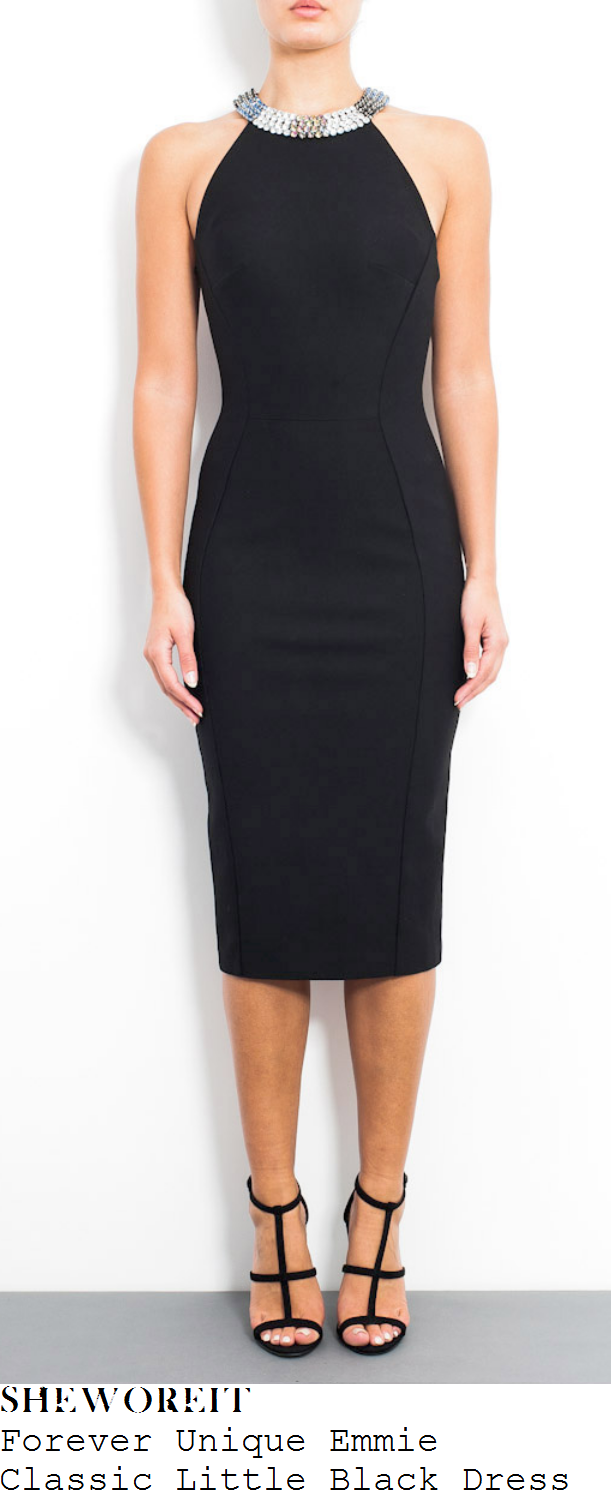 lucy-mecklenburgh-black-embellished-halterneck-pencil-midi-dress-towie lucy-mecklenburgh-black-embellished-halterneck-pencil-midi-dress-towie