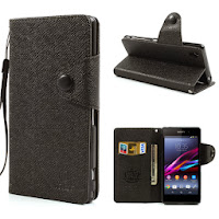 Leather Case Wallet Stand with Card Slot for Sony Xperia Z1 Honami C6906 C6903 C6902 C6943 L39h - Black Leather Case Wallet Stand with Card Slot for Sony Xperia Z1 Honami C6906 C6903 C6902 C6943 L39h - Black