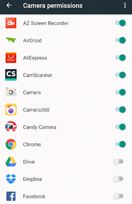 Permissions and Apps Authorized Camera Permissions
