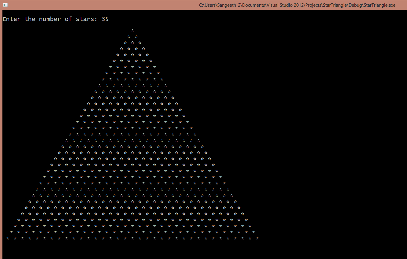 Sabernova C++ Printing an Asterisk Triangle