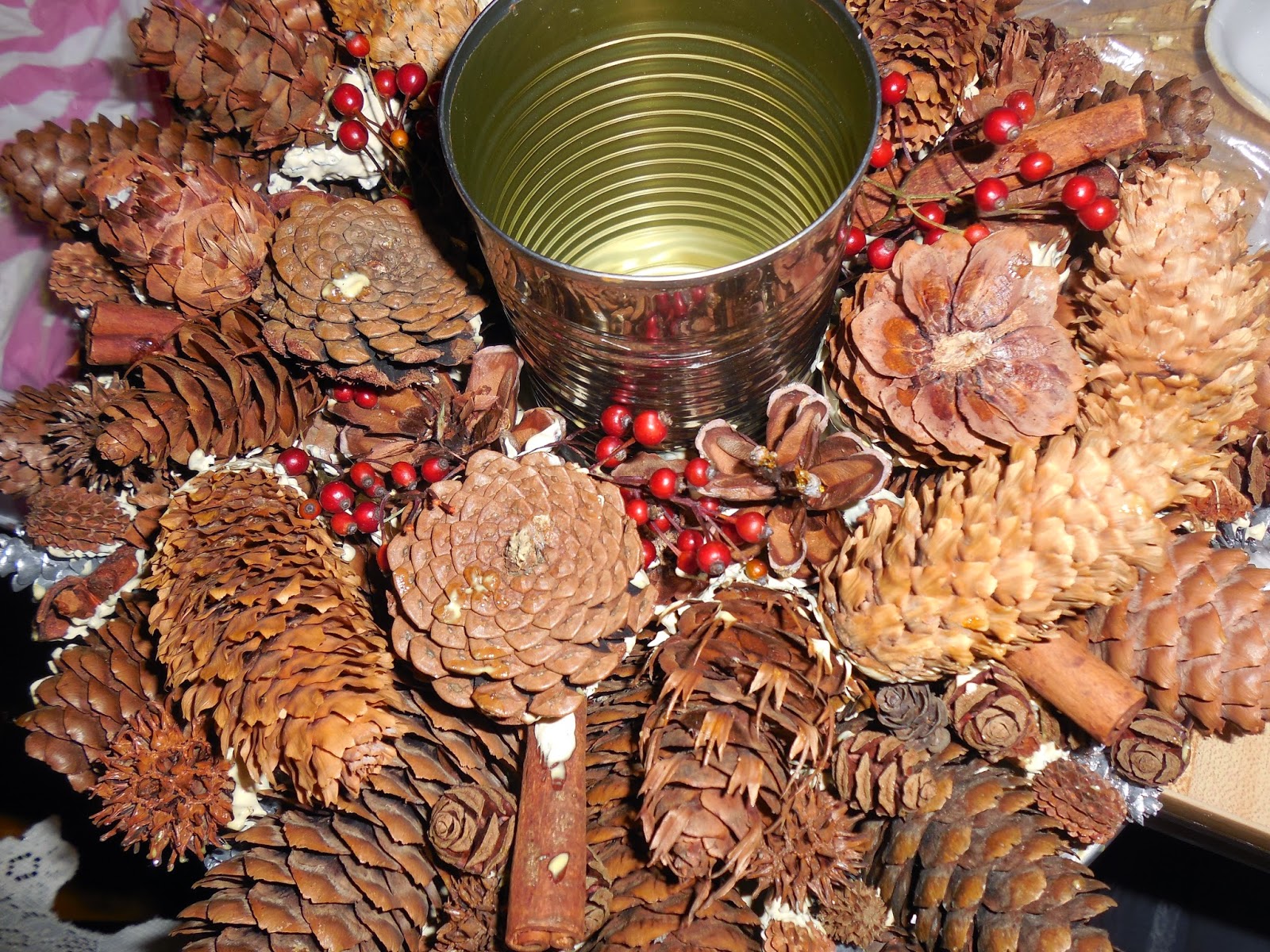 Rosemary's Sampler Pine Cone Candle Ring