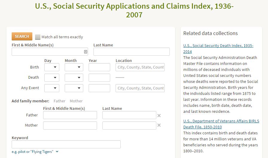 UpFront with NGS Social Security Applications & Claims Index, 1936