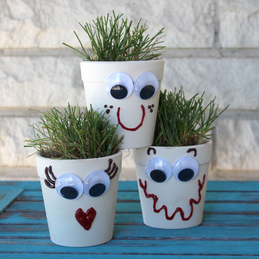 Easy Grass Head Planter Craft for Kids