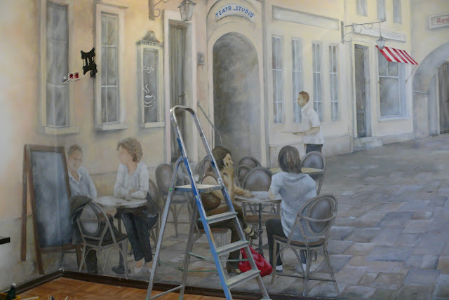 Malarstwo ścienne w pubie Malerei ein Bild an der Wand, Malerei, Warszawa, aranżacja klubu.