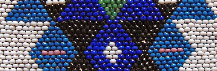 detail of bead-woven panel on Zulu man's apron