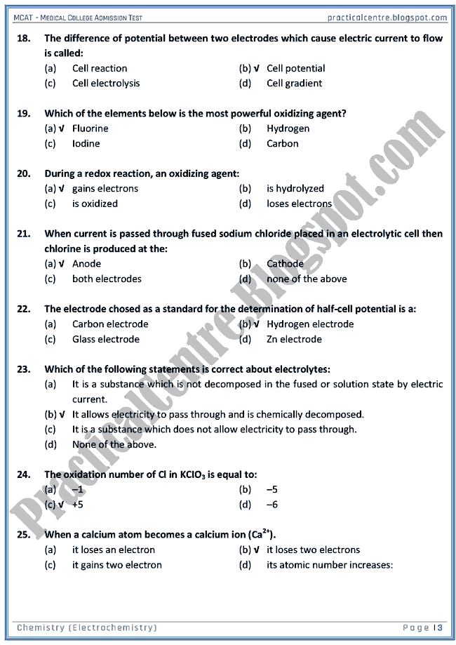 mcat-chemistry-electrochemistry-mcqs-for-medical-college-admission-test