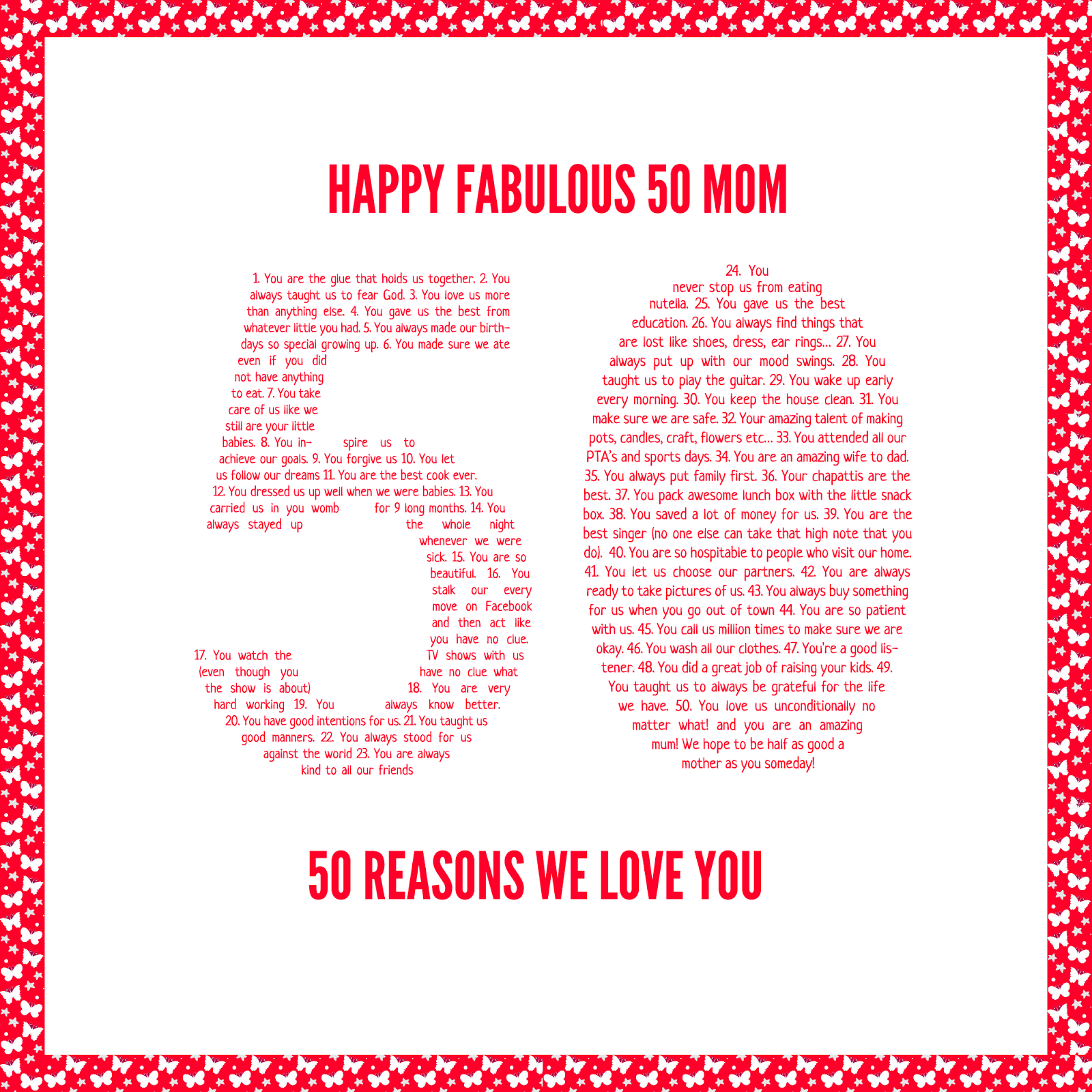 50 reasons why i love you mum