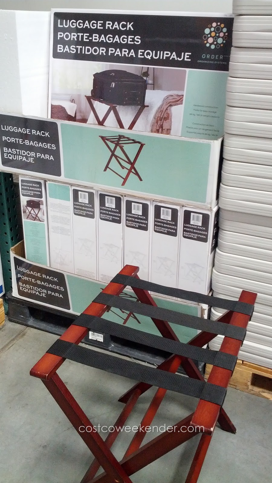 Order Organizing Systems Luggage Rack with Cherry Wood Finish Costco