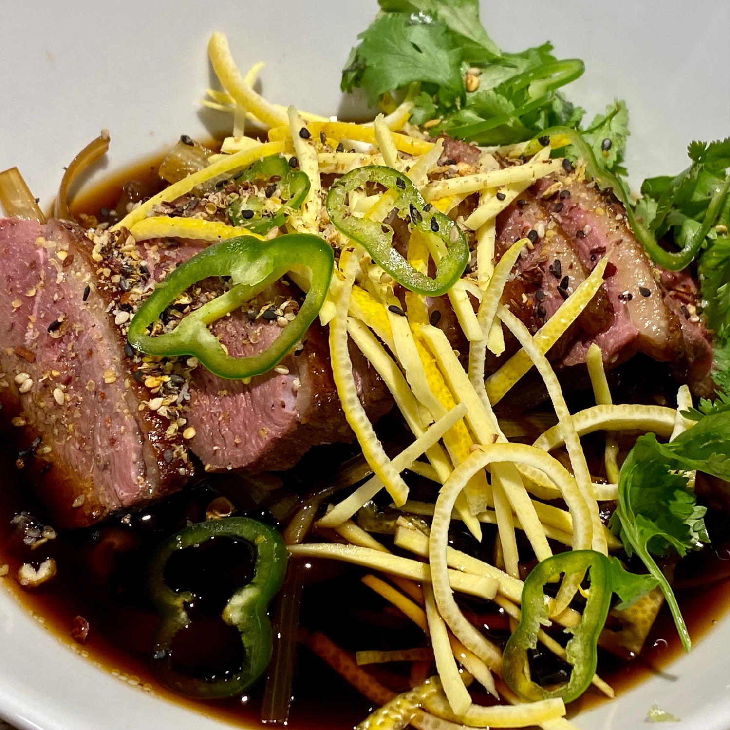 Dishes with My Dish Soba noodles with crispy duck & hot dipping sauce