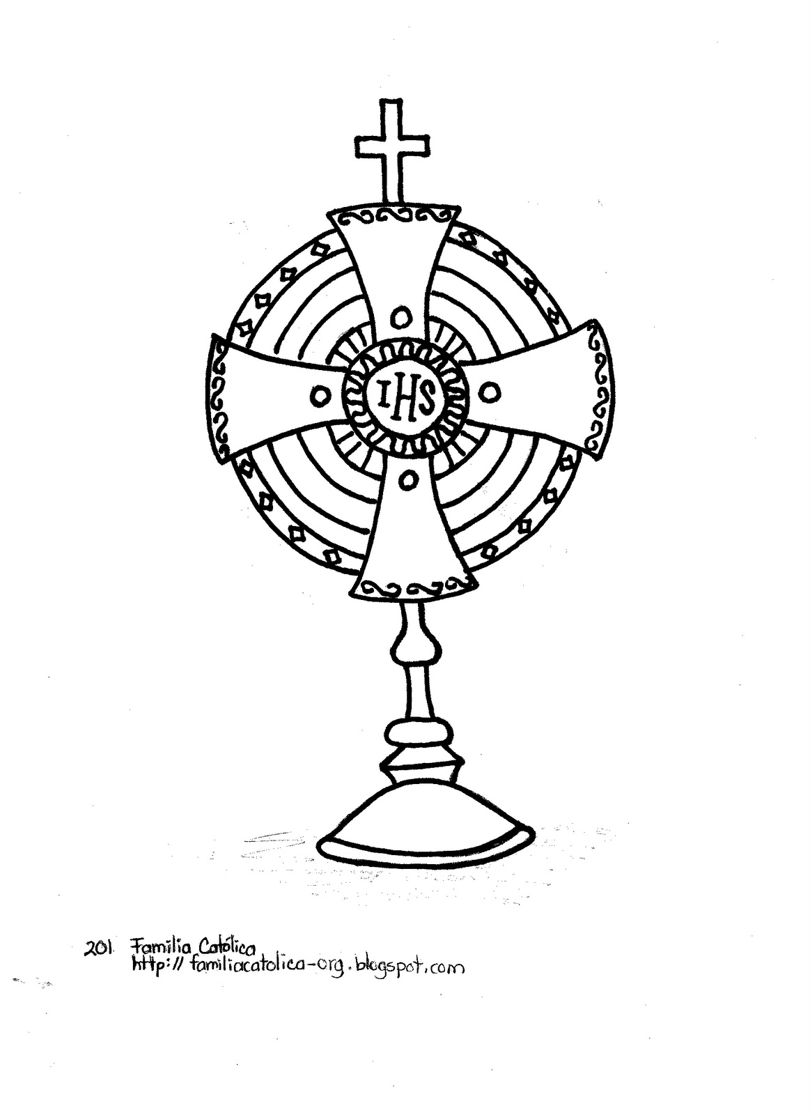 Coloring Catholic Clipart Monstrance Blessed Sacrament Eucharist Colorear C...