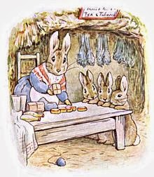 Mrs. Rabbit Selling Herbs, Rosemary Tea and Rabbit Tobacco