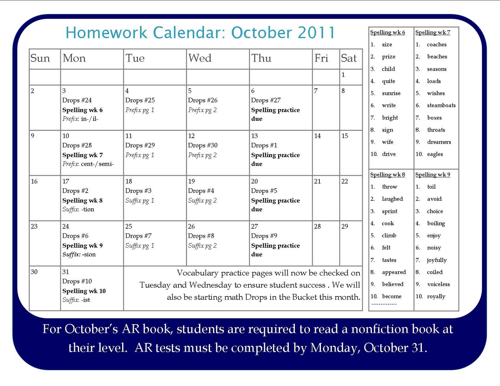 Homework calendar app picture