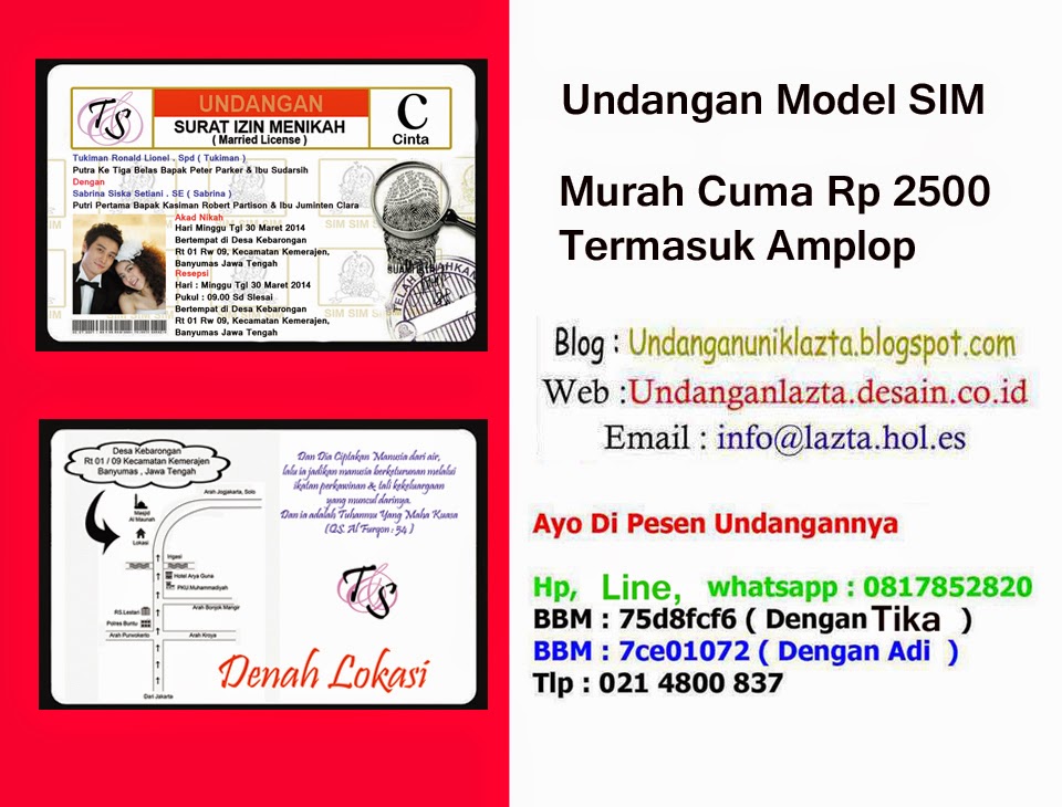 Undangan Model SIM Undangan Unik Lazta
