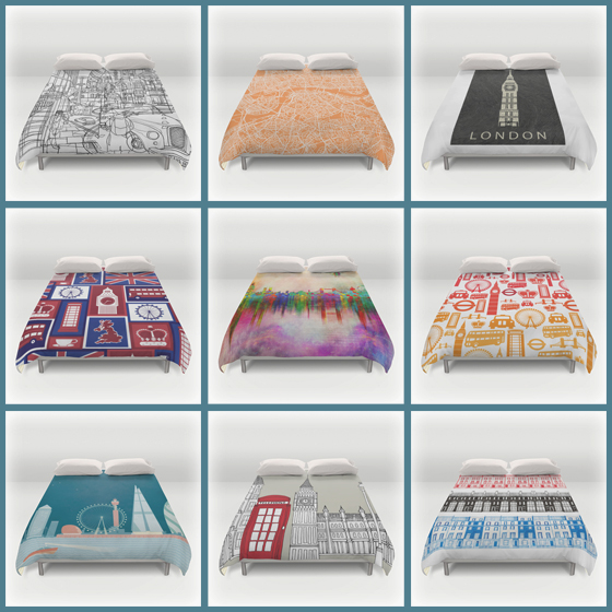 bztees2go London Theme Duvet Cover