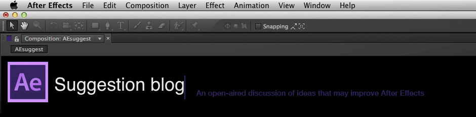 After Effects Suggestion blog