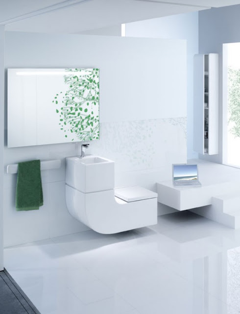 Elegante Lavabo e inodoro con estilo contemporáneo