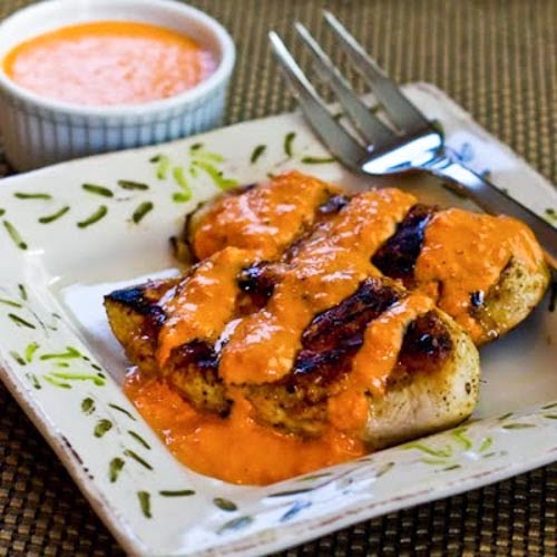 Grilled Garlic Chicken with Roasted Red Pepper Aioli Sauce Kalyn's