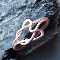 heart love knot ring in copper, handmade from copper wire