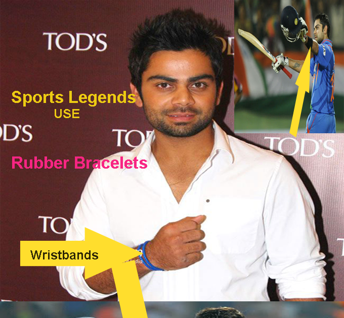 Fashion wristbands Indian Cricket Player Virat Kohli Used Rubber