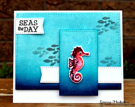 Seahorse Card by Larissa Heskett | Tranquil Tides Stamp set by Newton's Nook Designs #newtonsnook #seahorse