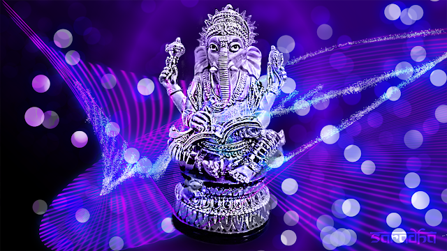 Sri Ganesha: Ganapathi-Ganesh Purple Chroma Background Wallpaper-1366x768