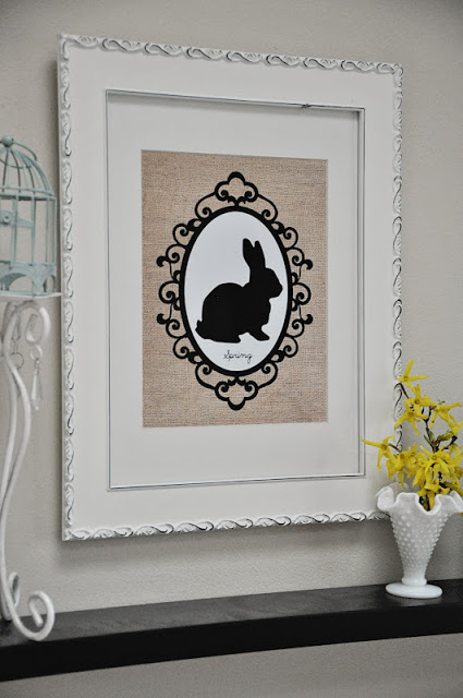 Bunny Silhouette on Burlap