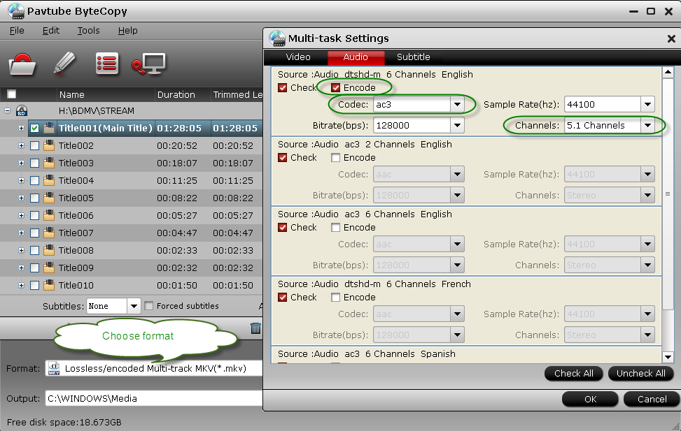 Convert Bluray with LPCM audio to playable AC3 5.1 MKV Enjoy Movies