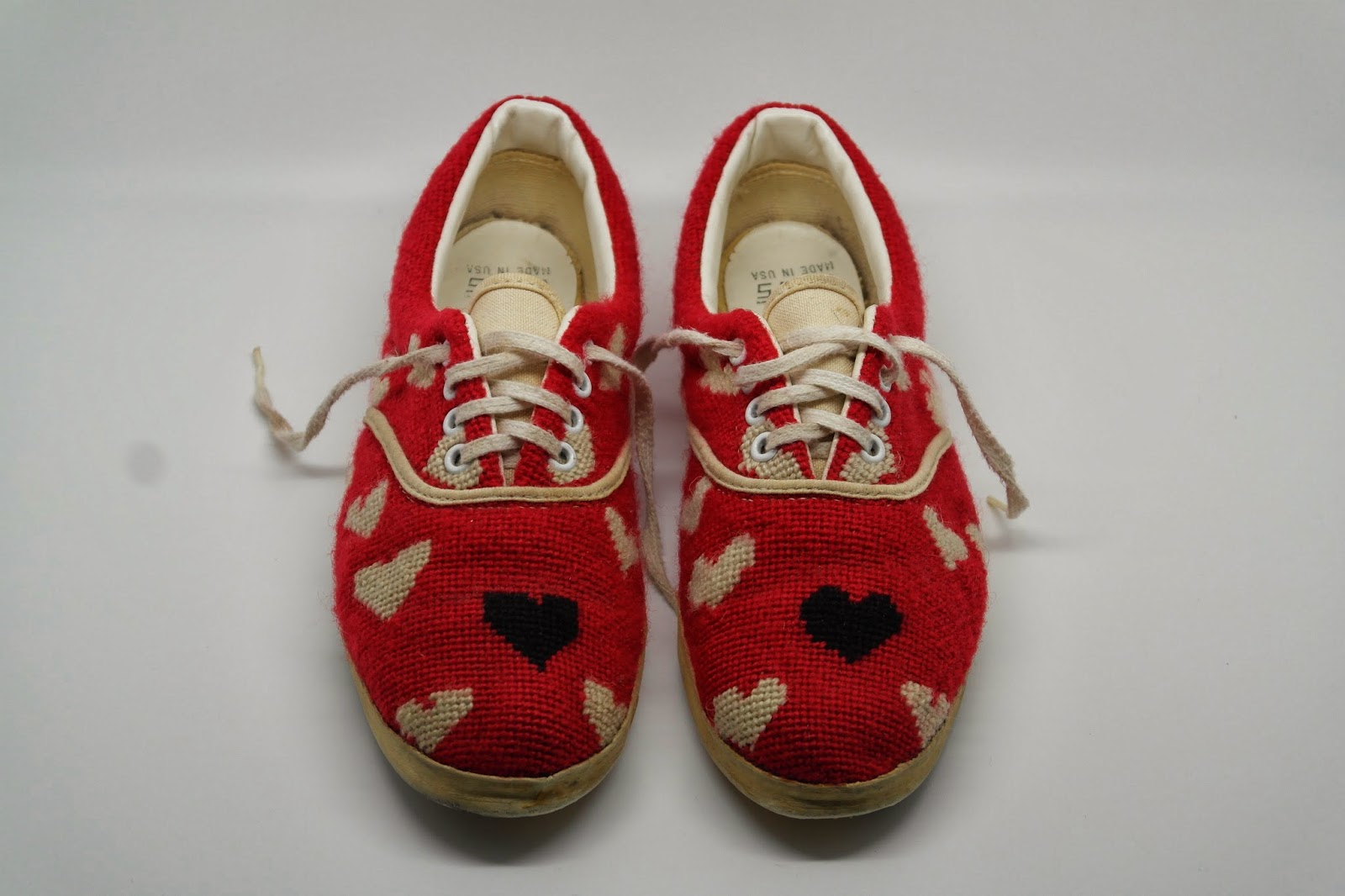theothersideofthepillow: vintage VALENTINES day VANS heart NEEDLEPOINT