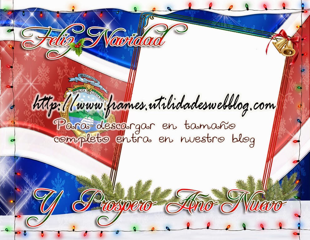 Marco con la bandera de Costa Rica con motivo Navideño