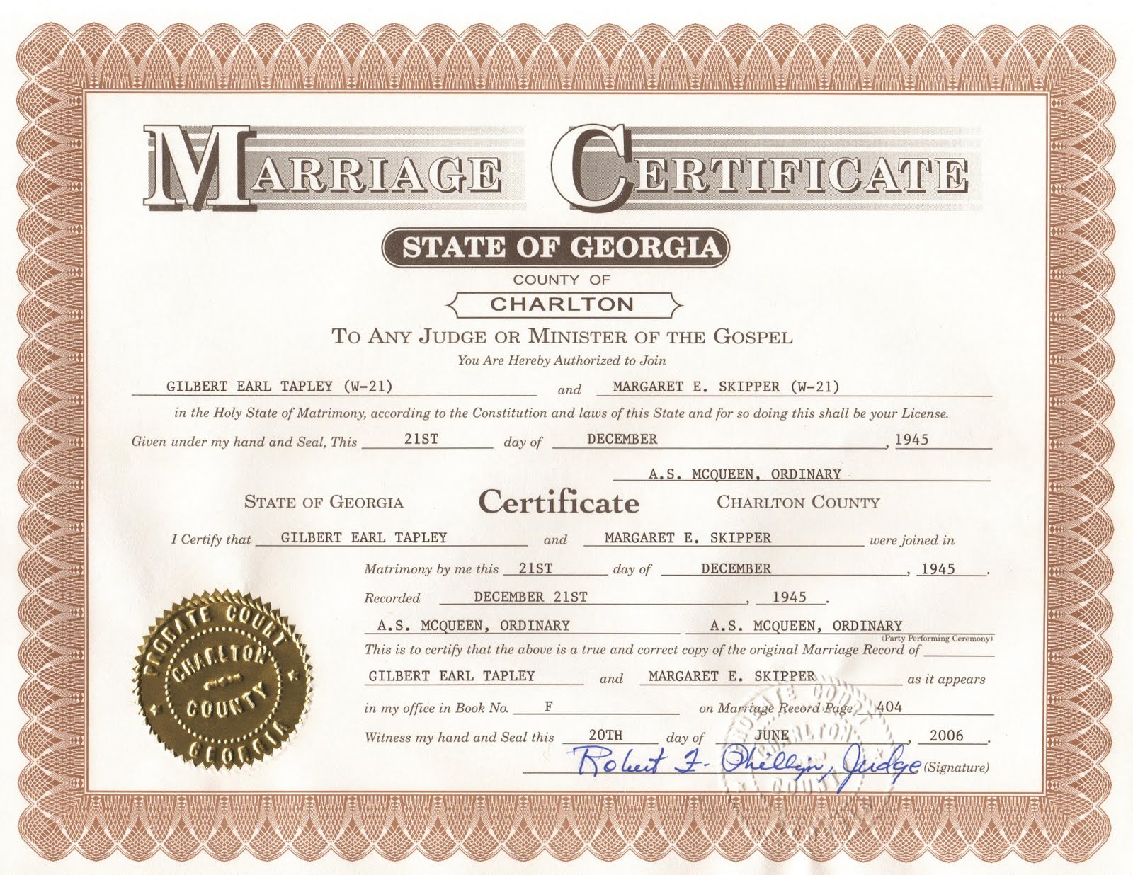 florida marriage certificate