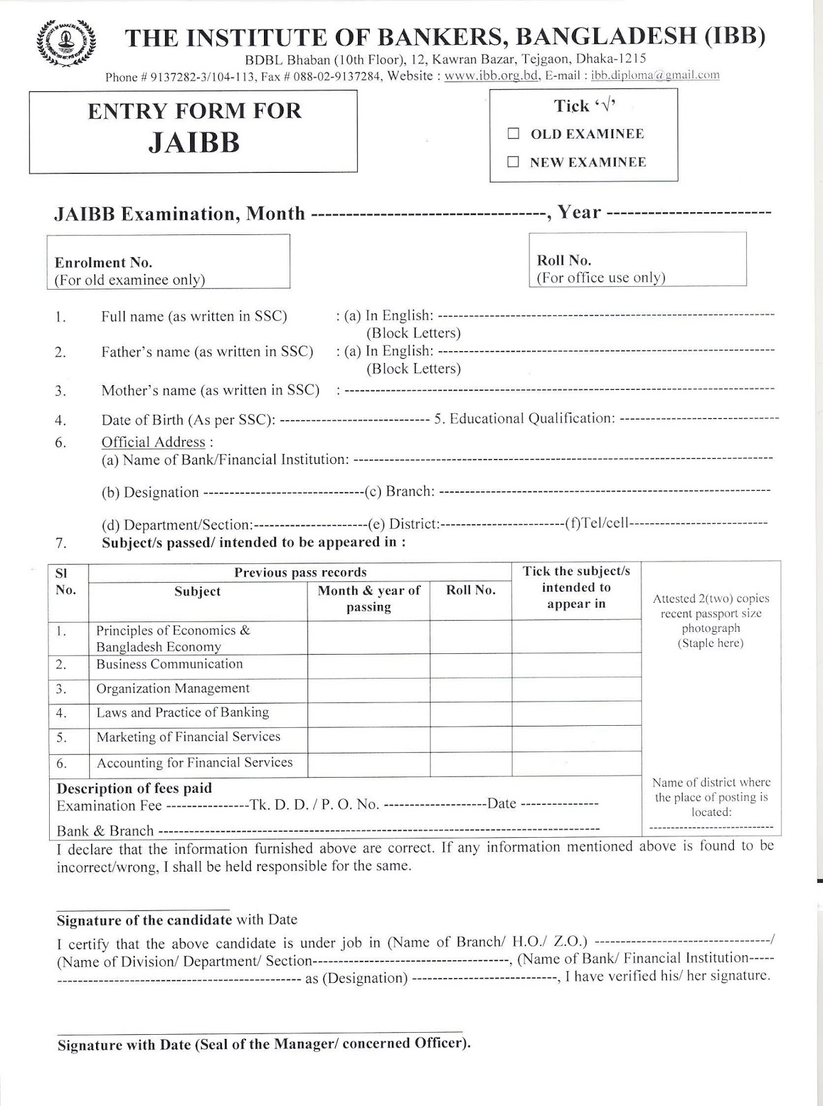 jaibb and daibb form fill up instructions by the institute of form bd